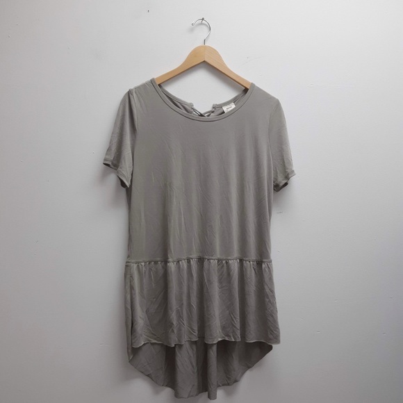 Tops - Mote Green/Grey Shirt Sleeve Top w/ Tie Up Back L